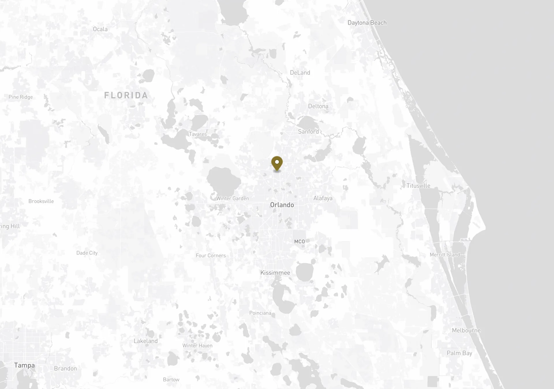 Map of the Central Florida service area covered by Align Roofing Solutions, with our Altamonte Springs headquarters marked